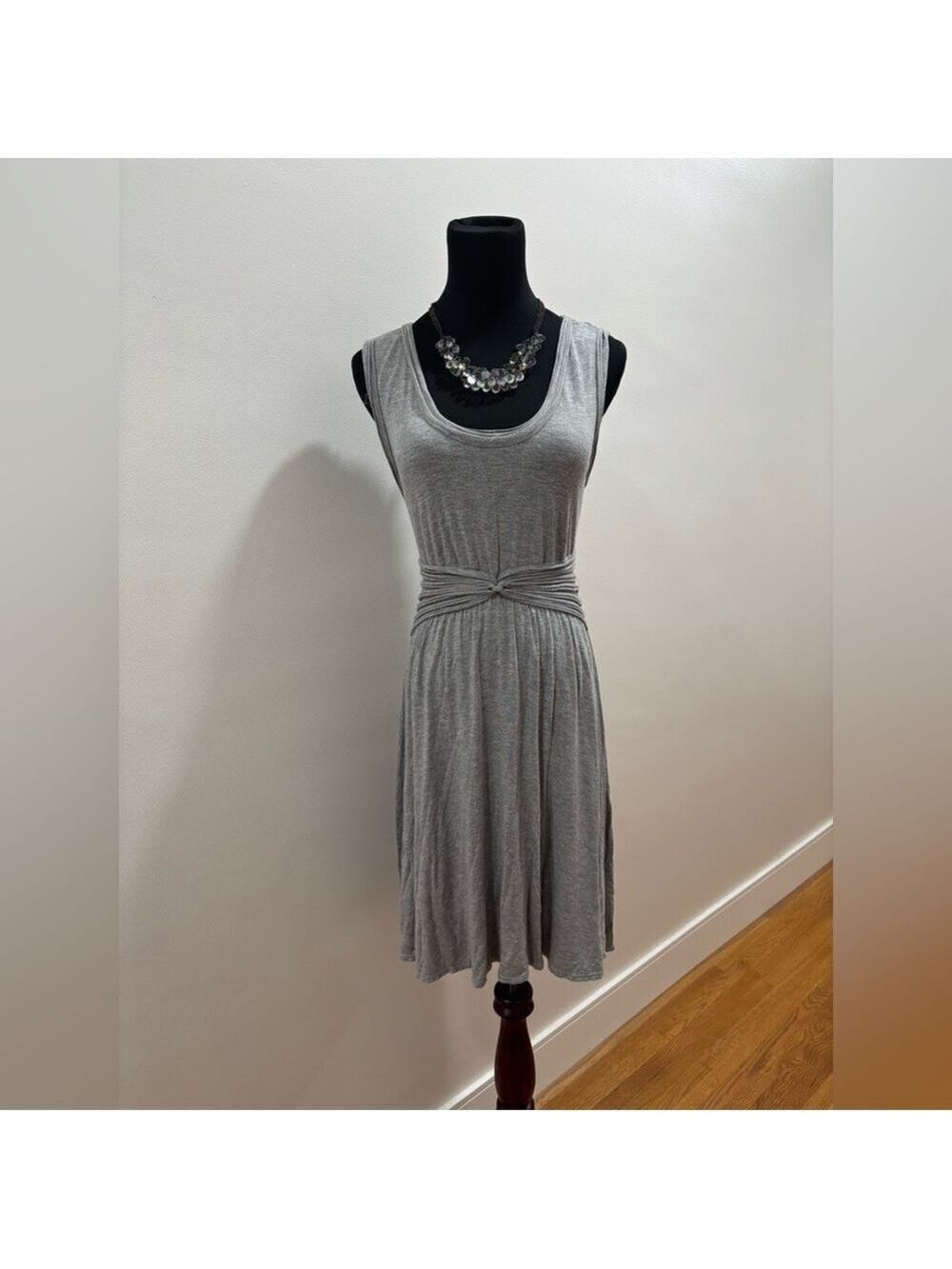 479. Max Studio Sleeveless Grey Twist-Waist Jersey Dress